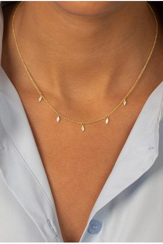 CZ Marquise Dangling Shaker Necklace GOLD