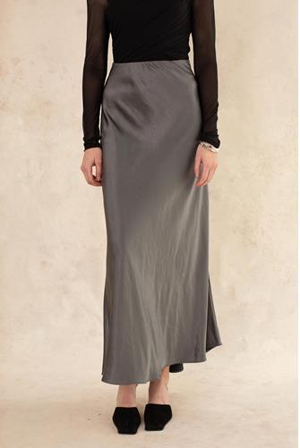 Sophie Bias Cut Midi Skirt GUN METAL