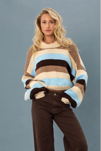 Bellamy Crop Pullover SKY MULTI STRIPE