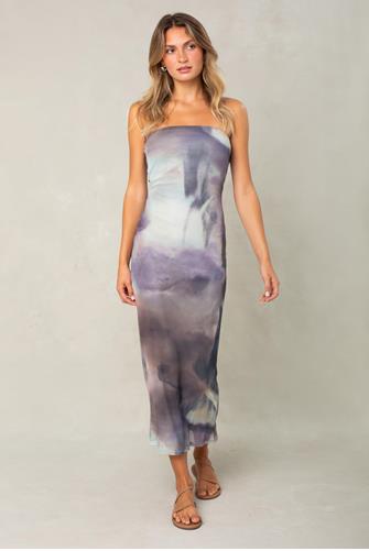 Jade Strapless Mesh Maxi Dress DUSTY PURPLE MULTI