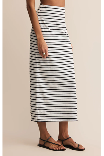 Gail Stripe Midi Skirt BLACK