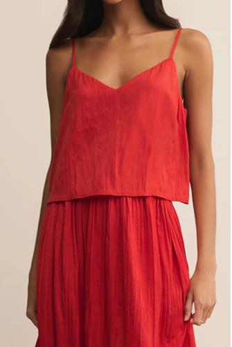 Fiore Crinkle Satin Tank CABANA RED