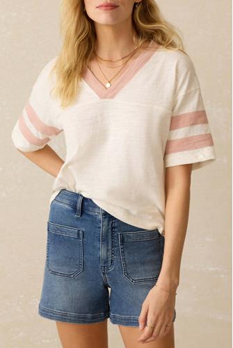 Sunwashed Slub Varsity Tee PINK VARSITY