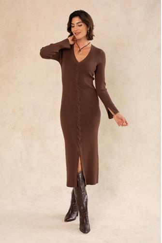 Betty Braided Front Midi Dress ESPRESSO