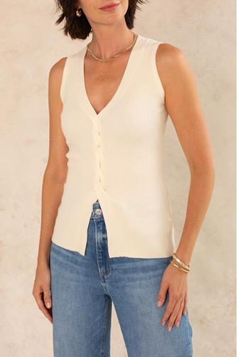 Jamie Sleeveless Twist Front Top CREAM