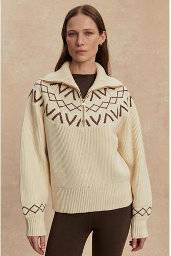 Sigrid Fairsle Half Zip Knit WHITECAP GREY