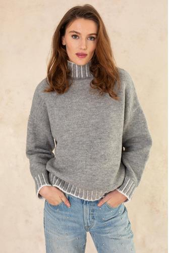 Sophia Mock Stitch Detail Sweater CHARCOAL
