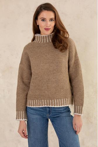 Sophia Mock Stitch Detail Sweater TAN