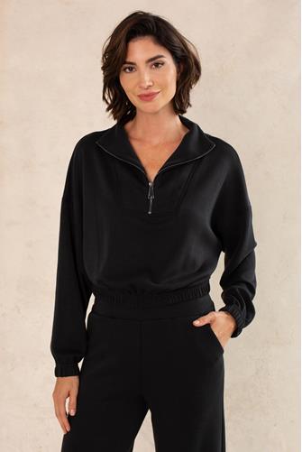 Scuba Cropped Quarter Zip BLACK