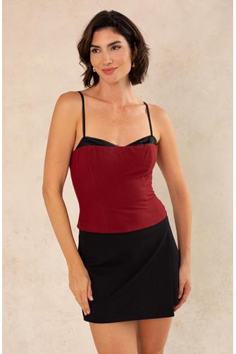 Cairo Contrast Corset Top BURGUNDY