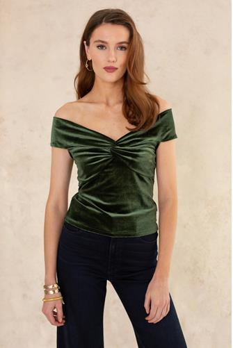 Velvet Binx Top HUNTER GREEN VELVET