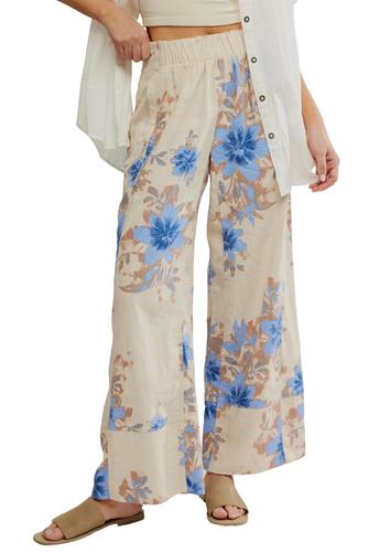 Days End Printed  Linen Pants IVORY COMBO