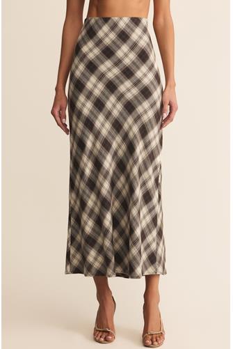 Europa Plaid Midi Skirt BLACK