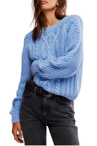 Frankie Cable Sweater DELLA ROBBIA BLUE