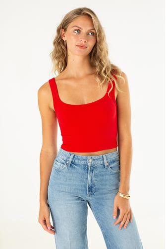 Chevron Rib Crop Top 25 RED