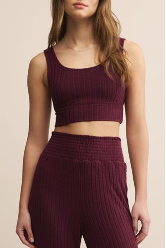 Zoe Rib Tank Bra MERLOT