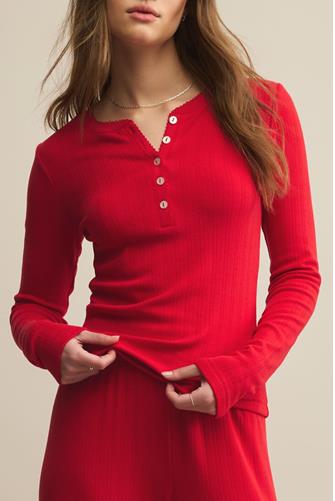 Holly Pointelle Long Sleeve Top FESTIVE RED