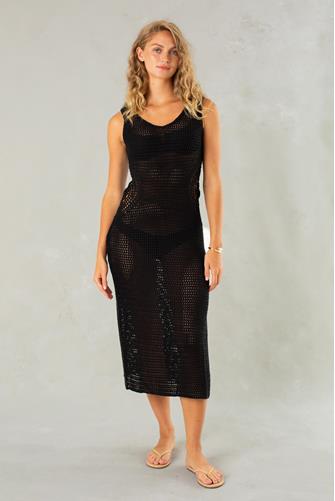 Bri Crochet Midi Dress BLACK