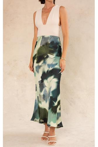 Emilia Satin Skirt BLUE GREEN