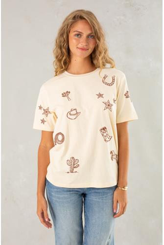 Wild West Embroidered Tee CREAM