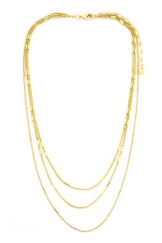 15 In 3 Layer Neck Gold Chain Without Star GOLD