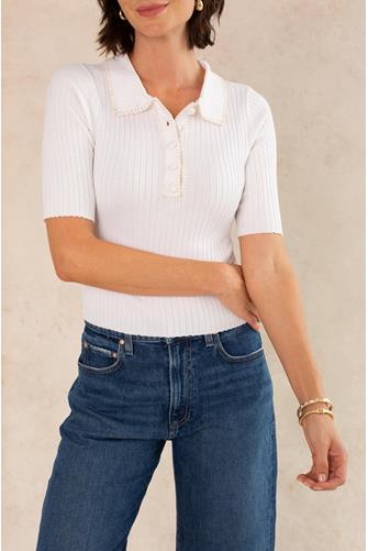 Willow Stitch Polo Knit cream