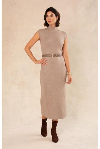 Eva Mockneck Midi Sweater Dress OATMEAL