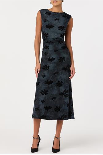 Tionne Midi Dress TEAL BLACK