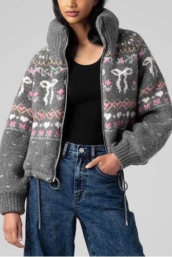 Dream Chaser Knit Bomber Jacket GREY