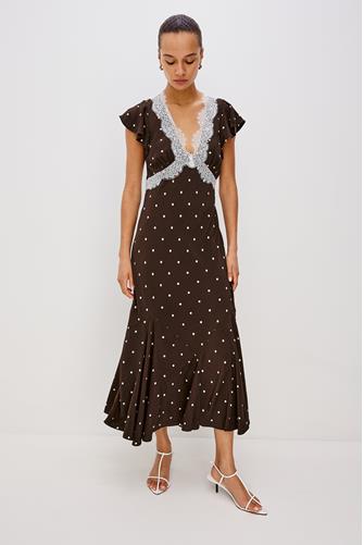 Mattia Midi Dress COCOA POLKA DOTS