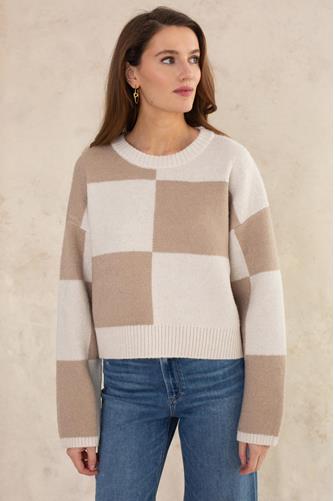 Color Block Sweater TAN/BEIGE