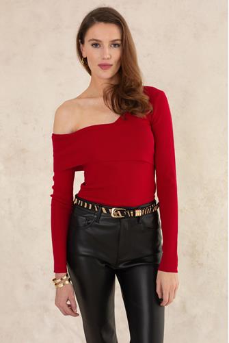 Olivia One Shoulder Top RED (1005)