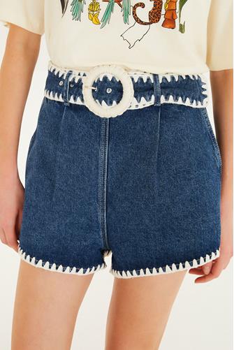 Crochet Detail Denim Short denim