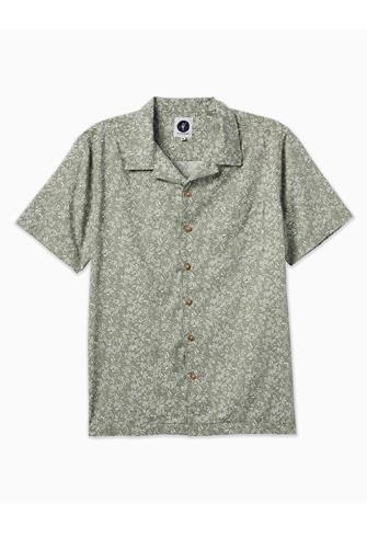 Palms Short Sleeve Button Up Shirt SEAGRASS MICRO FLORAL