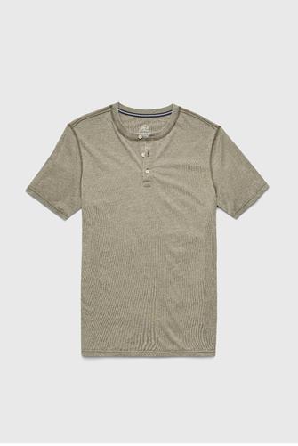 Sean Short Sleeve Burnout Henley LICHEN GREEN