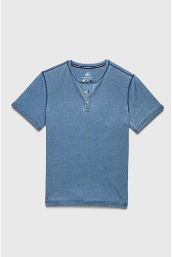 Sean Short Sleeve Burnout Henley BLUE
