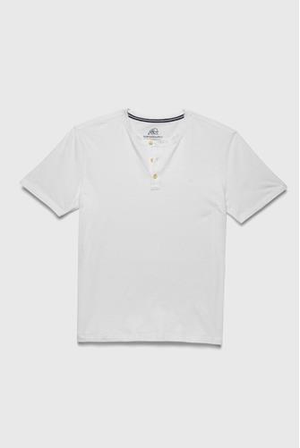 Sean Short Sleeve Burnout Henley BRILLIANT WHITE
