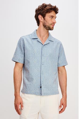 Tyler Short Sleeve Shirt INDIGO CREAM SQUARES
