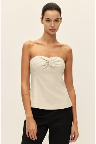 Tara Vegan Leather Top ECRU