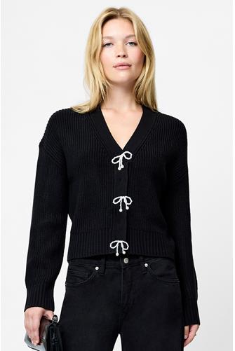 Baby Soft Knit Embellished Bows BLACK