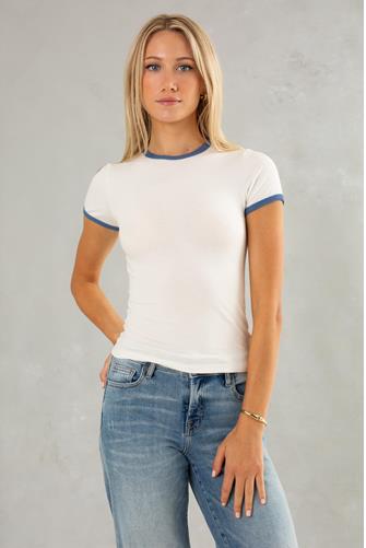 Kyle Stripe Tee White W/ Contrast Rib