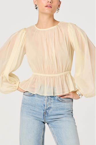 Amie Sheer Tie Back Top LEMON
