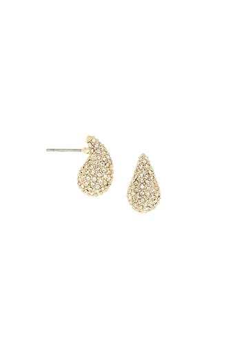 Pave Elongated Dome Earring gold