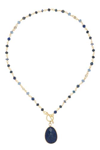 Blue Stone Gd Necklace With Pendant BLUE STONE/GOLD
