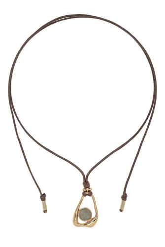 Rope Necklace With Pendant BROWN/GREEN