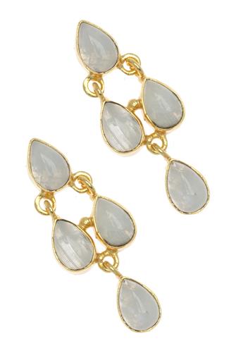 Statement Stone Tiered Earring WHP/GOLD