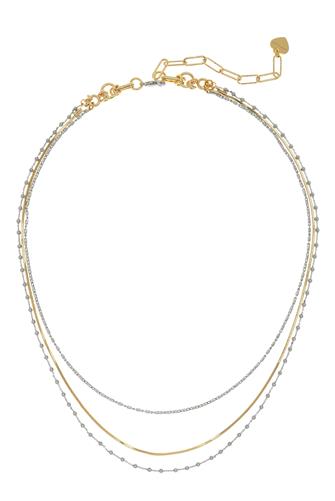 Two Toned Three Tier Necklace GOLD/SILVER