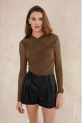 Misha Cross Front Mesh Long Sleeve GREEN