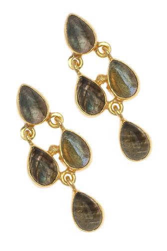 Statement Stone Tiered Earring green