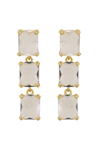 1.25 In Ear Gold Link Emerald Cut- Cl clear
